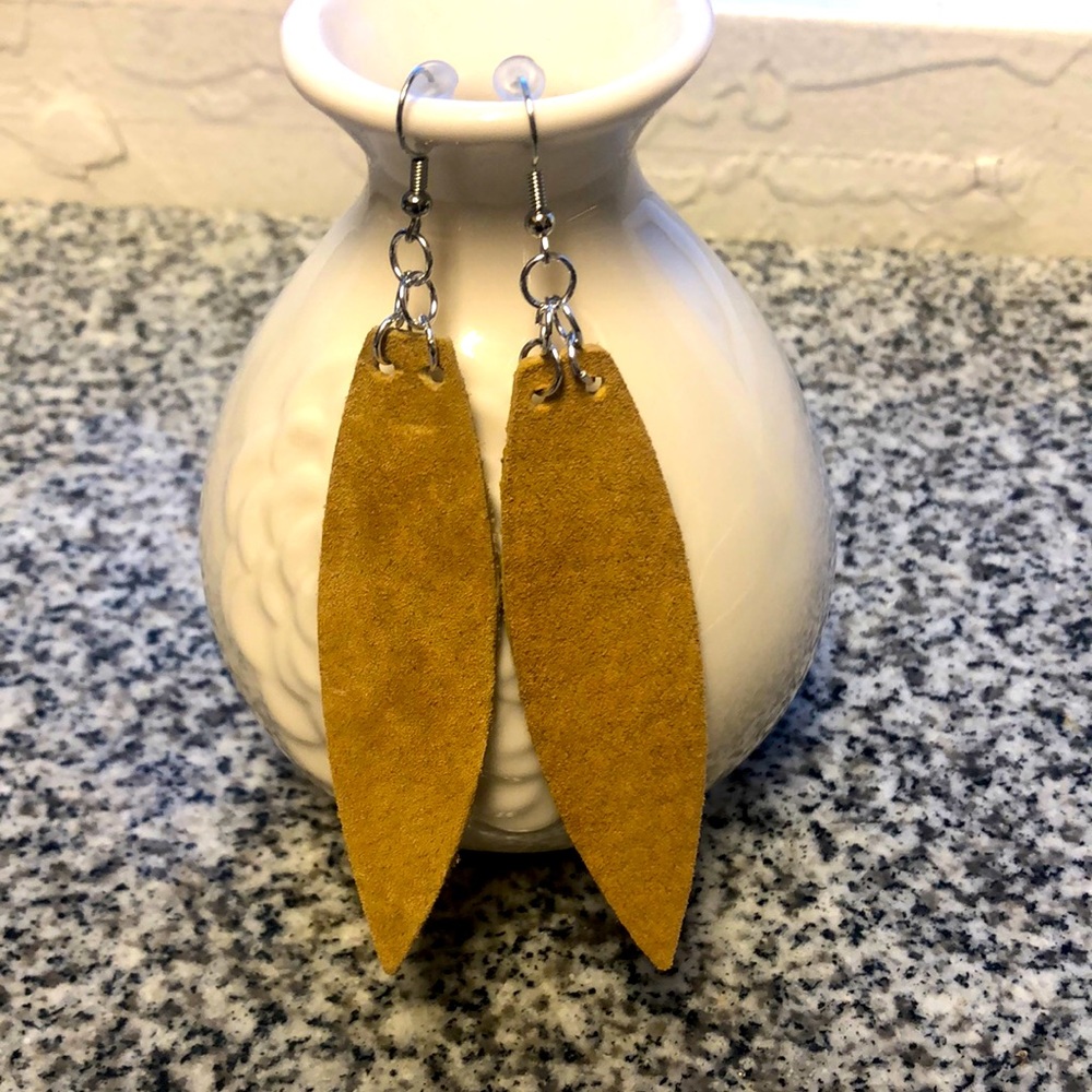 New Beige Leather Earrings